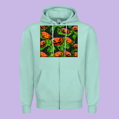 Halloween Pumpkin Mouse Pad Zipper Hoodie Designed By Bundleandbundleshop