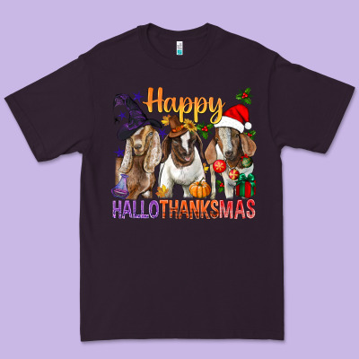 Happy Hallothanksmas Goats Premium Tee Designed By Bundleandbundleshop