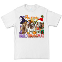 White Happy Hallothanksmas Goats Premium Tee - BundleAndBundleShop