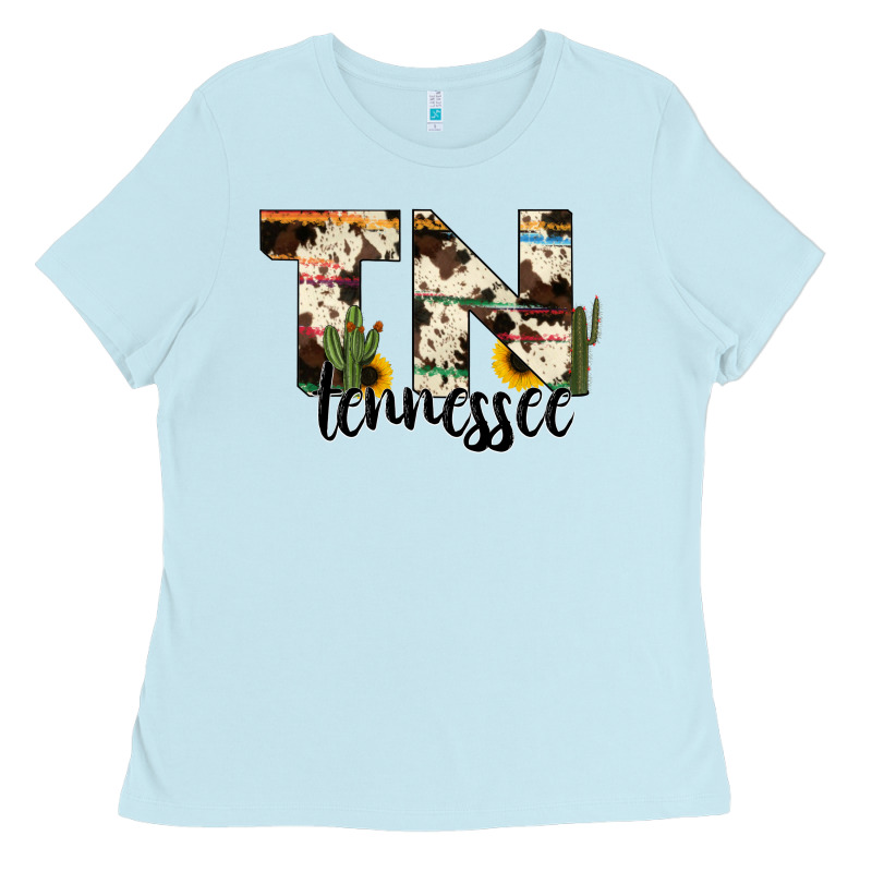 Tenesse State Cowhide Serape Cactus Ladies Tee by RanaPortraitStore | Teevron