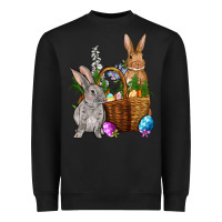 Black Bunnys carrots eggs with basket easter Heavyweight Sweatshirt - OliviaCreatesArt