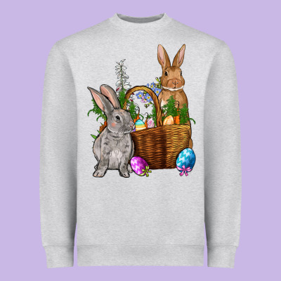Bunnys Carrots Eggs With Basket Easter Heavyweight Sweatshirt Designed By Oliviacreatesart