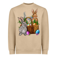 Mushroom Bunnys carrots eggs with basket easter Heavyweight Sweatshirt - OliviaCreatesArt