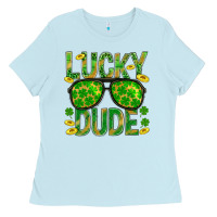 Baby Blue Lucky Dude St Patricks Ladies Tee - BundleAndBundleShop