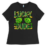 Black Lucky Dude St Patricks Ladies Tee - BundleAndBundleShop