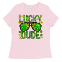 Bubblegum Pink Lucky Dude St Patricks Ladies Tee - BundleAndBundleShop