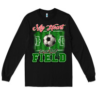 Black My heart is on that court Soccer Long Sleeve Tee - HowdyJamesFarm