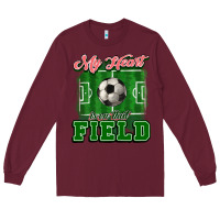 Burgundy My heart is on that court Soccer Long Sleeve Tee - HowdyJamesFarm