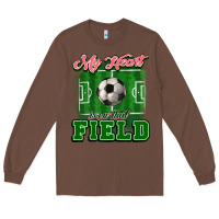 Chestnut My heart is on that court Soccer Long Sleeve Tee - HowdyJamesFarm