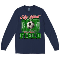 Navy My heart is on that court Soccer Long Sleeve Tee - HowdyJamesFarm