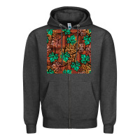 Charcoal Heather fall leaves seamless pattern Zipper Hoodie - BundleAndBundleShop