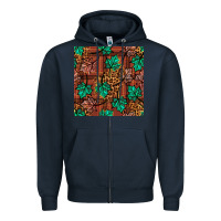 Navy fall leaves seamless pattern Zipper Hoodie - BundleAndBundleShop