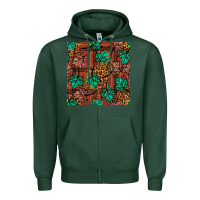 Sports Green fall leaves seamless pattern Zipper Hoodie - BundleAndBundleShop