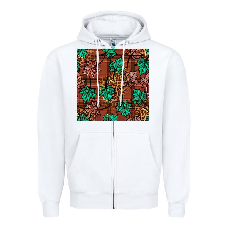 Fall Leaves Seamless Pattern Zipper Hoodie by BundleAndBundleShop | Teevron