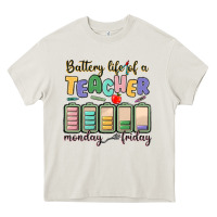 Cream battery life of a teacher monday friday Heavy Core Tee - MaliasSmallBusiness