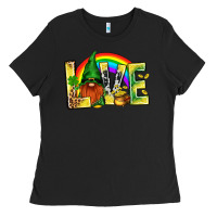 Black St. Patricks Love With Gnome Ladies Tee - BundleAndBundleShop