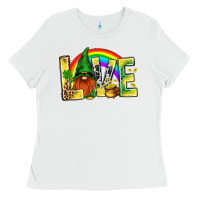 White St. Patricks Love With Gnome Ladies Tee - BundleAndBundleShop