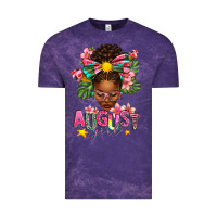 Cloud Purple August Girl Afro Woman Summer Vintage Tee - texasbilliewilder