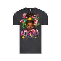 Vintage Black August Girl Afro Woman Summer Vintage Tee - texasbilliewilder