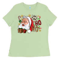 Matcha Santa Ho Ho Ho With Gift Box Ladies Tee - BundleAndBundleShop