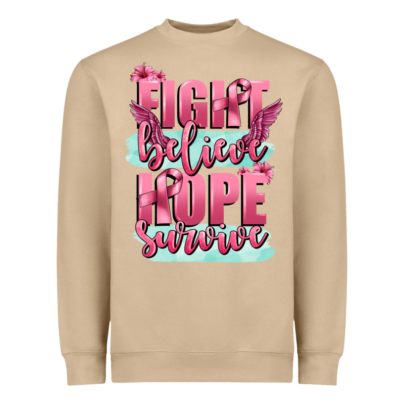 Fight Believe Hope Survive Cancer Awareness Heavyweight Sweatshirt by FaDigitalArtStudio | Teevron