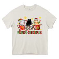 Cream meowy christmas cats coffee cups Heavy Core Tee - MaliasSmallBusiness