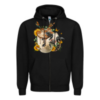 Black Black And White Cow Coffee Zipper Hoodie - FaDigitalArtStudio