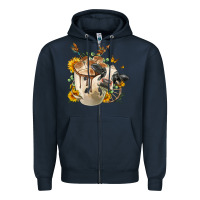 Navy Black And White Cow Coffee Zipper Hoodie - FaDigitalArtStudio