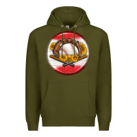 Army Green baseball with sunflower round earrings Premium Hoodie - BundleAndBundleShop