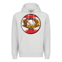 Dove Grey baseball with sunflower round earrings Premium Hoodie - BundleAndBundleShop