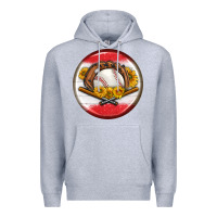 Heather Grey baseball with sunflower round earrings Premium Hoodie - BundleAndBundleShop