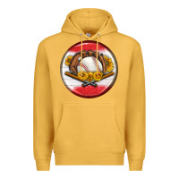 Mustard baseball with sunflower round earrings Premium Hoodie - BundleAndBundleShop