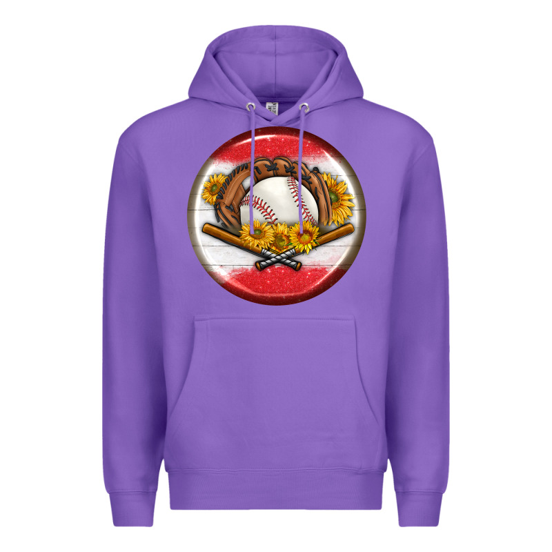 Baseball With Sunflower Round Earrings Premium Hoodie by BundleAndBundleShop | Teevron