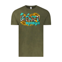 Vintage Olive Blessed Mama Vintage Tee - texasbilliewilder