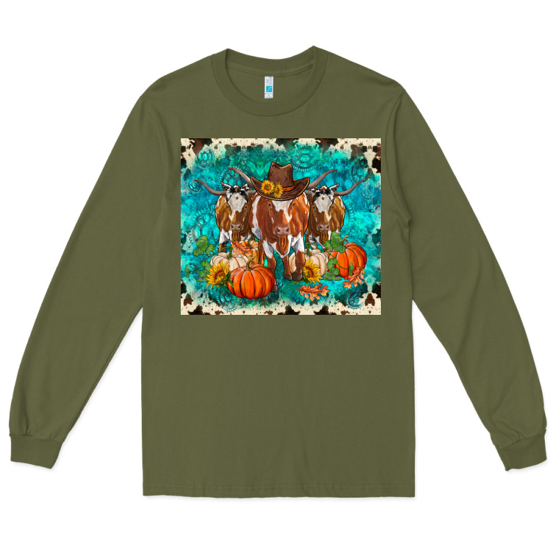 Fall Longhorn Cows Long Sleeve Tee by RanaPortraitStore | Teevron