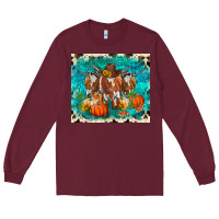 Burgundy fall longhorn cows Long Sleeve Tee - RanaPortraitStore