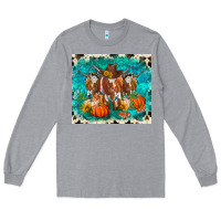 Heather Grey fall longhorn cows Long Sleeve Tee - RanaPortraitStore