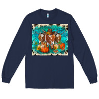 Navy fall longhorn cows Long Sleeve Tee - RanaPortraitStore