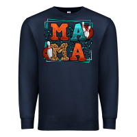 Navy Bowling mama leopard frame Mother's Day Premium Sweatshirt - LillyAllenDesigns