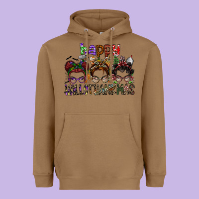 Happy Hallothanksmas Heavyweight Hoodie Designed By Sublimationcraftshop