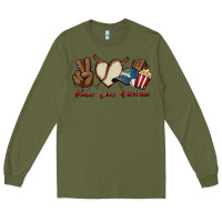 Army Green Peace love Baseball Long Sleeve Tee - HowdyJamesFarm