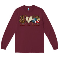 Burgundy Peace love Baseball Long Sleeve Tee - HowdyJamesFarm