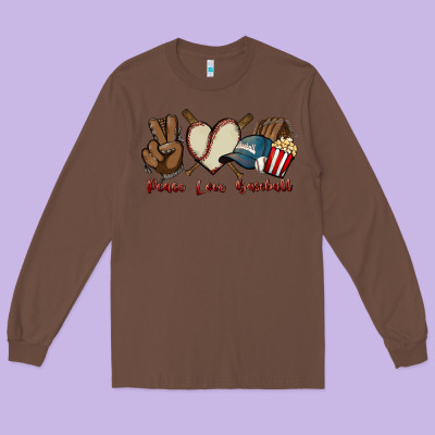 Peace Love Baseball Long Sleeve Tee Designed By Howdyjamesfarm