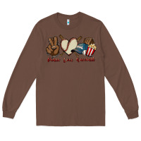 Chestnut Peace love Baseball Long Sleeve Tee - HowdyJamesFarm