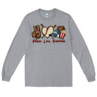 Heather Grey Peace love Baseball Long Sleeve Tee - HowdyJamesFarm