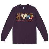 Plum Peace love Baseball Long Sleeve Tee - HowdyJamesFarm