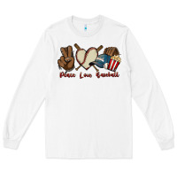 White Peace love Baseball Long Sleeve Tee - HowdyJamesFarm