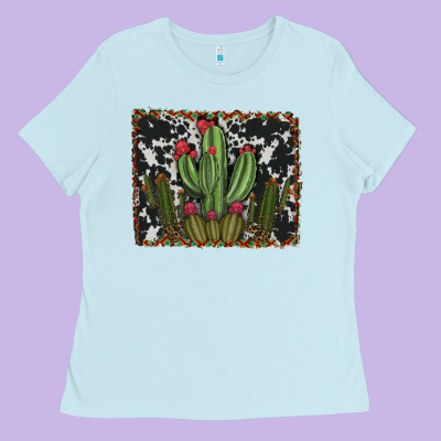 Aztec Cowhide Cacti Ladies Tee Designed By Ranaportraitstore