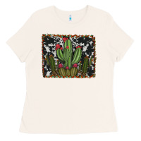 Bone aztec cowhide cacti Ladies Tee - RanaPortraitStore