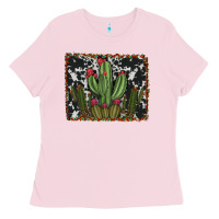 Bubblegum Pink aztec cowhide cacti Ladies Tee - RanaPortraitStore